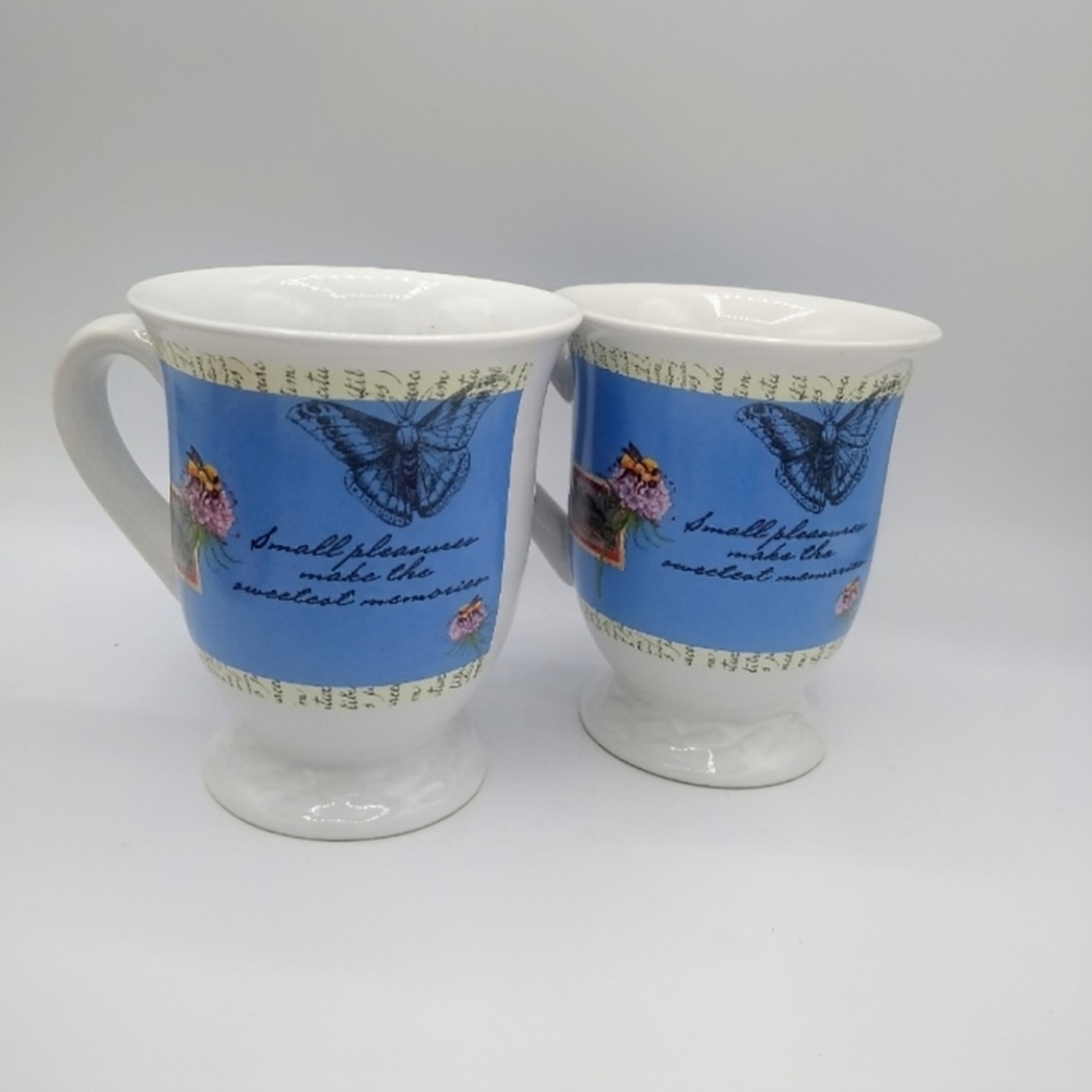 Serenity’s Garden Butterfly Bee Flower Quote Mug Pair Houston Harvest Hallmark - Picture 2 of 13